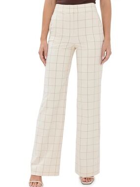 NWT Veronica Beard Tonelli Pant in Ecru / Deep Ochre Plaid - Size 6